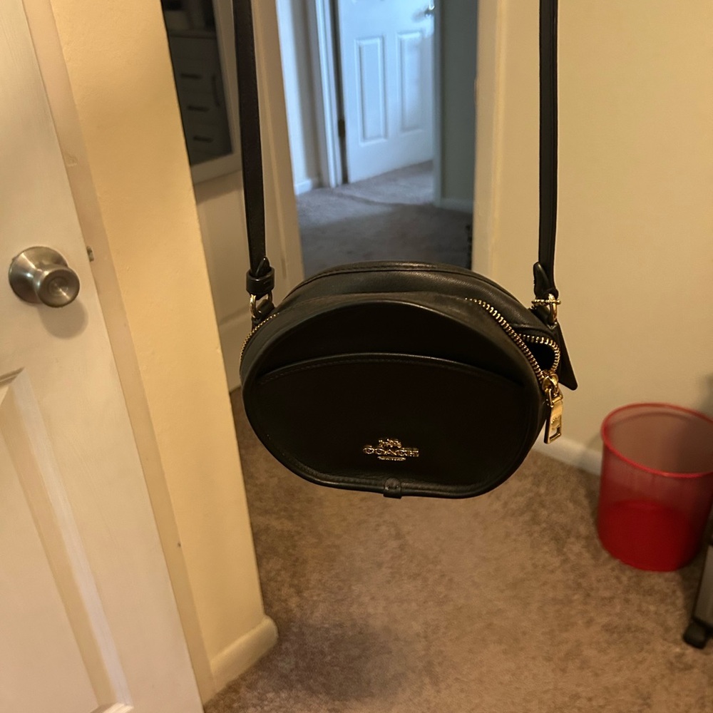 Coach Black Leather Round Crossbody Bag